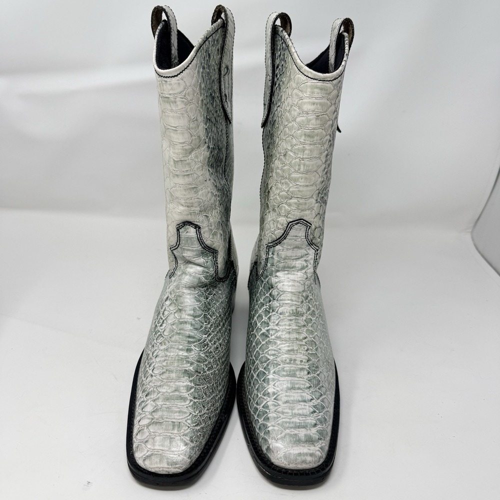 Vintage Tony Lama Vaquero Python Exotic Cowboy Boots Women 8.5 M Western Y2K - Picture 3 of 13